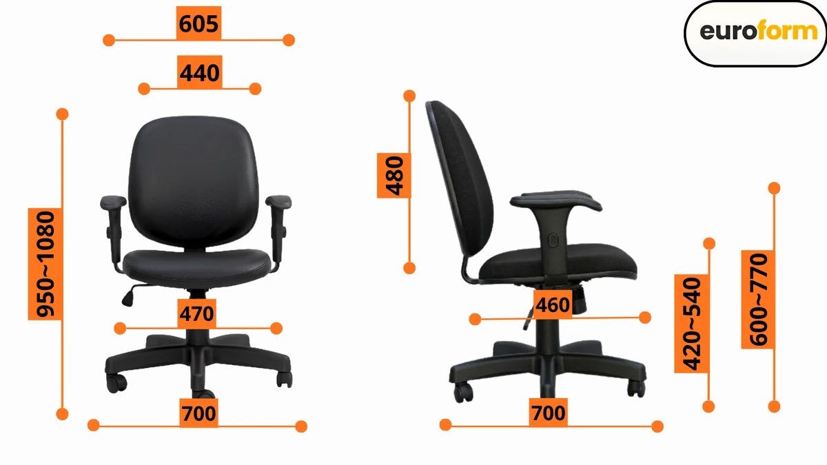 Desenho técnico com as medidas da Cadeira Jazer Diretor